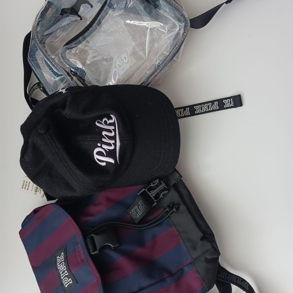 Pink bags and hat